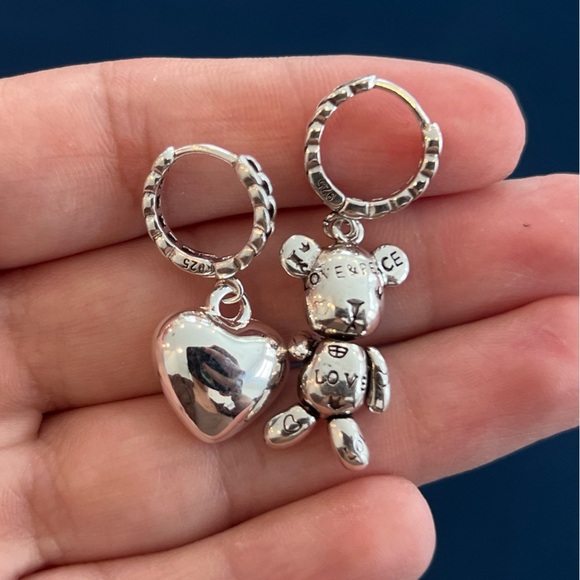 Love & Peace Harmony: Mismatched Silver Earrings - Picture 3 of 8